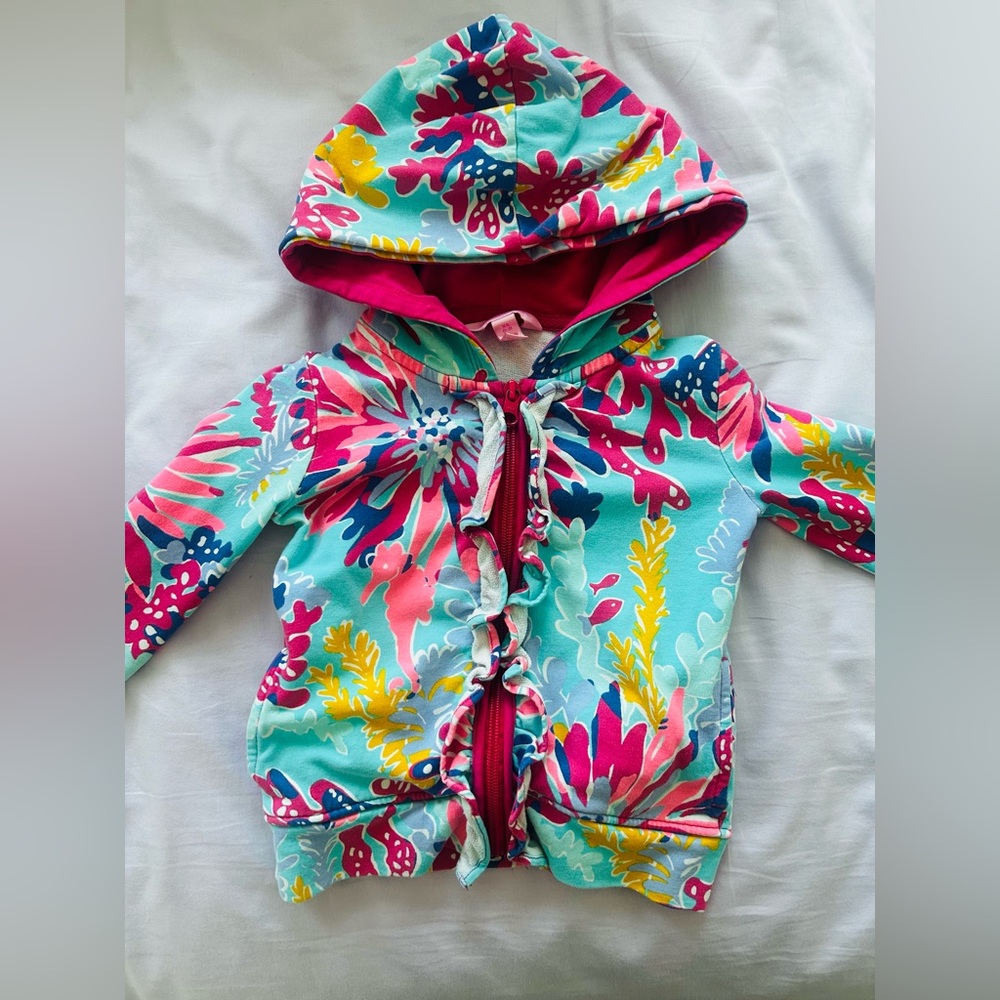 Lilly Pulitizer Colorful Tropical Sea Life Hooded Toddler Jacket - Girls 2-3 T